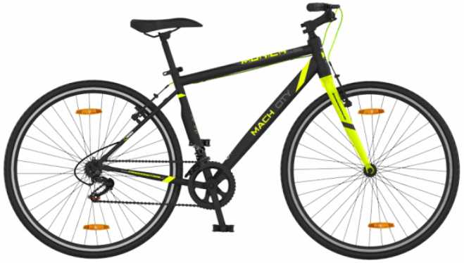 mach city munich 21sp 700c medium grey and neon green